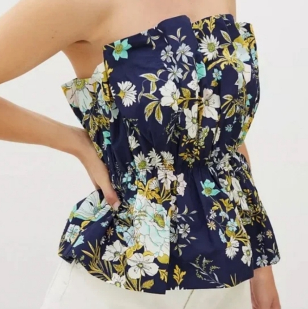 Anthropologie Cinched Floral Tube Top NWOT - Picture 2 of 11